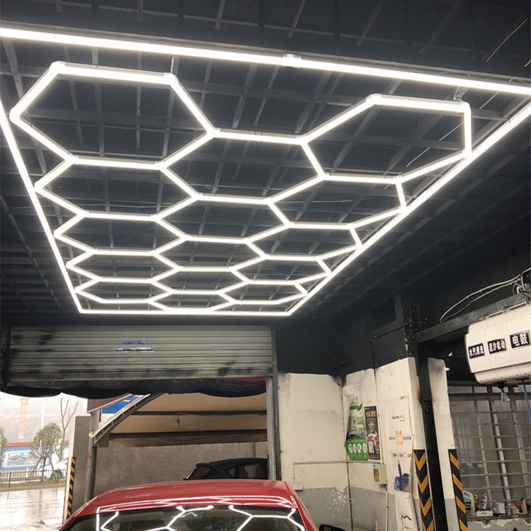 DIY Deformable Linear Hexagonal LED light Hanging Hex Detailing Garage Lamp Gym Modular Ceiling Led Hexagon Lights