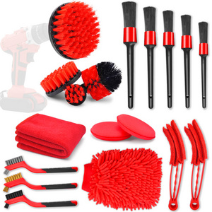 18Pcs Auto Detailing Drill Brush Set Wash Kit Accessories Car Cleaning Tools Kit for Interior Exterior Washing