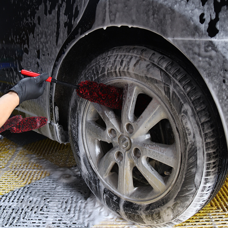 Soft Bendable Woolly Hub Wheel Cleaning Brush For Car Wash Car Detailing