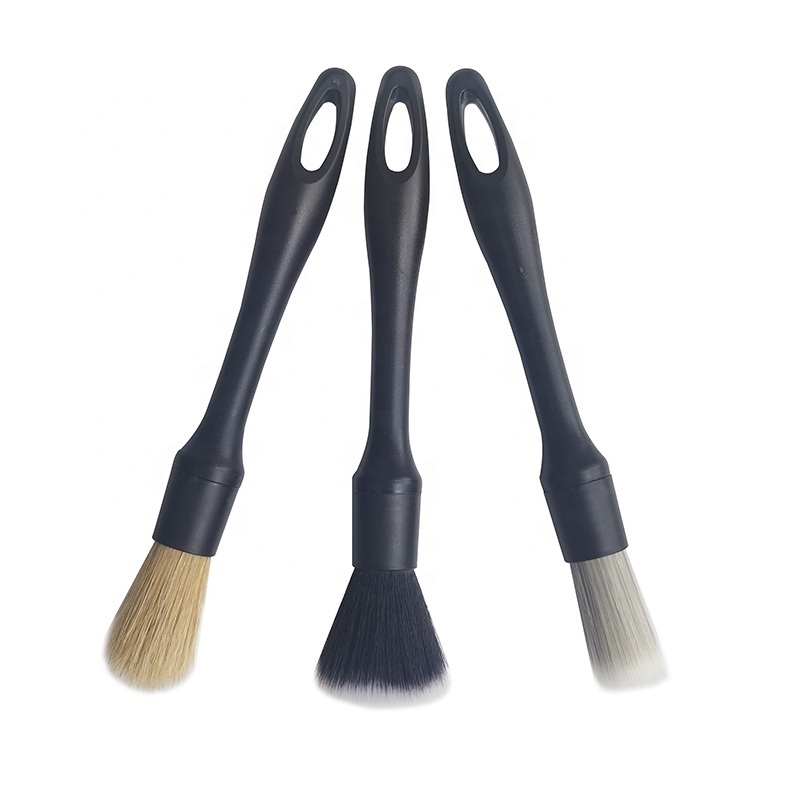 Car detail brush 3 piece set boar bristle hub brush soft fur interior cleaning washing tool set