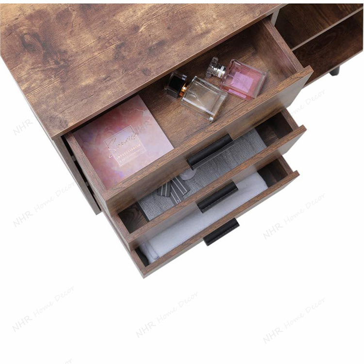 Mobile Wooden Filing Cabinet Lockable Casters  Storage Cabinet