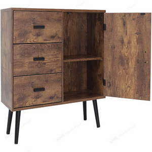 Mobile Wooden Filing Cabinet Lockable Casters  Storage Cabinet