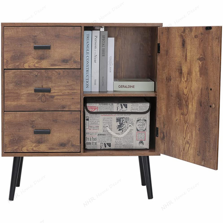 Mobile Wooden Filing Cabinet Lockable Casters  Storage Cabinet