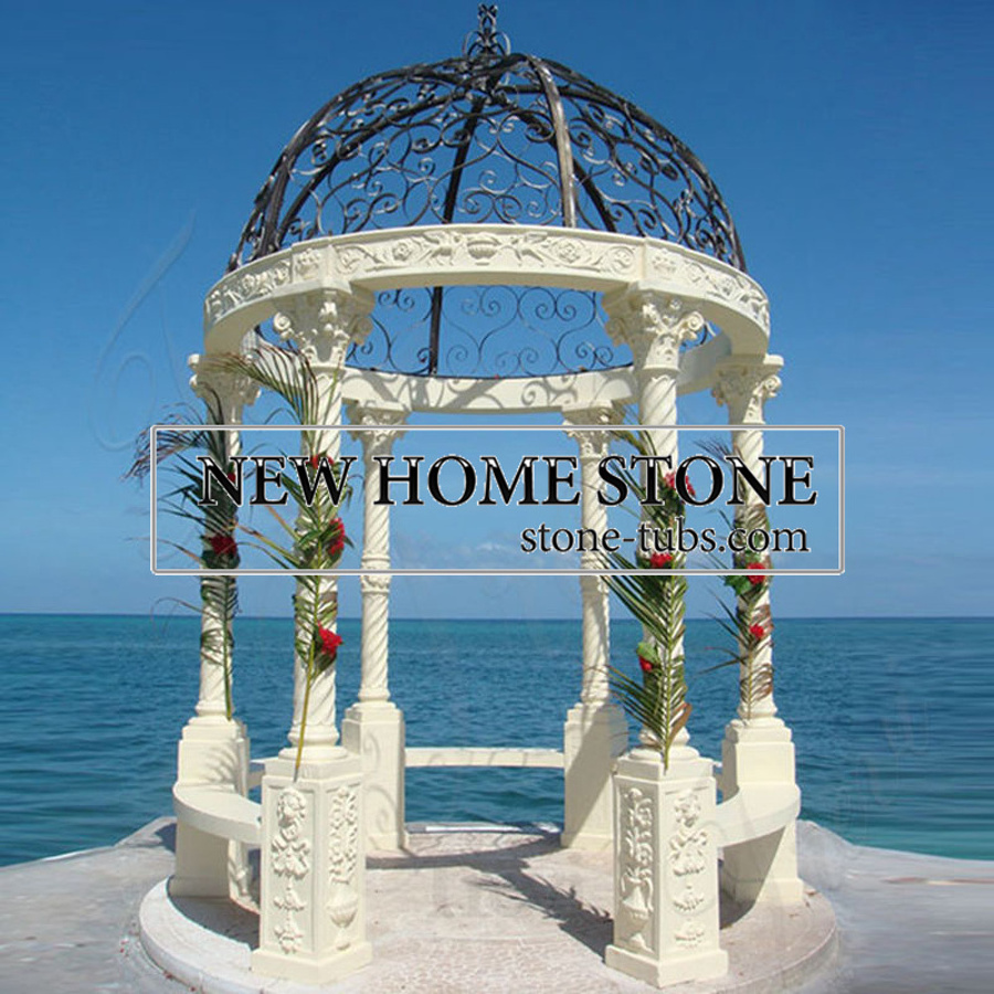 heavy duty custom made covered modern gazebo round stone outdoor wedding gazebo with steel roof