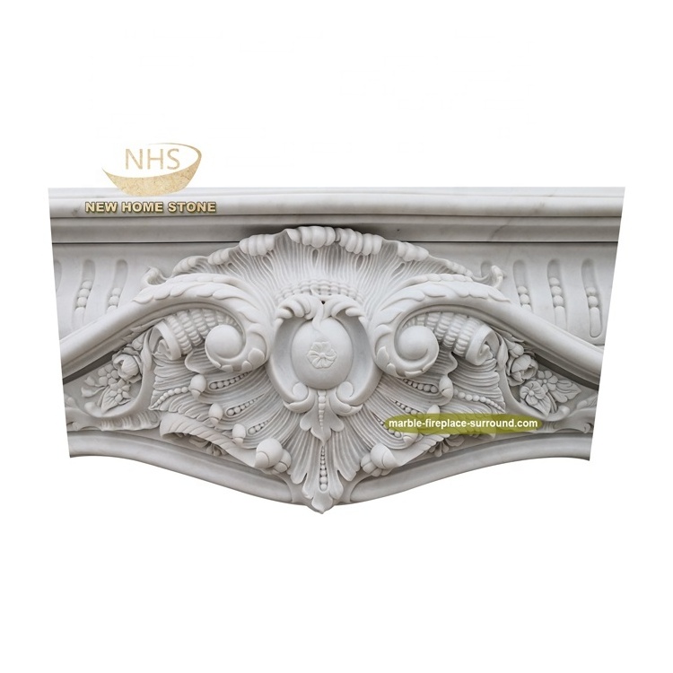 Home Decor Customize Luxury Natural Stone Fireplace Surround Border White Marble Carved Fireplace Mantel