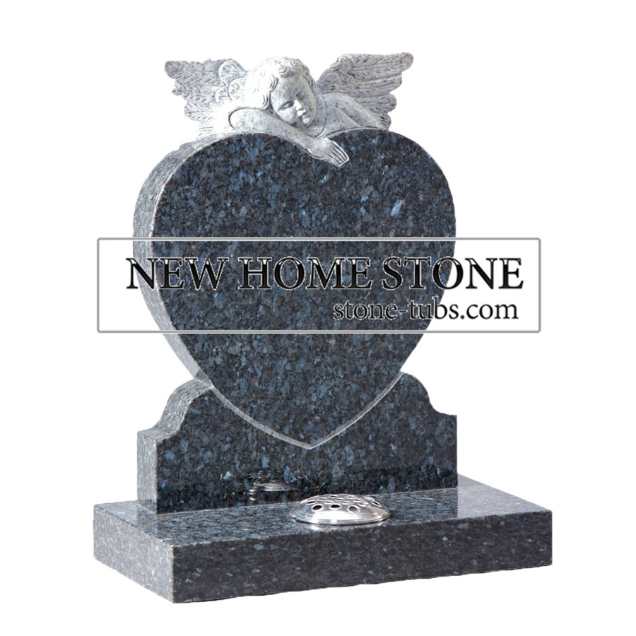 Black Granite Heart Shape Tombstone customized Heart-shaped black headstone for grave