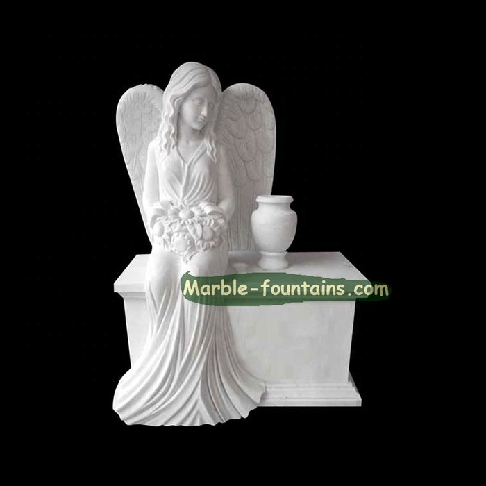 customized  grave headstone tombstone white marble engraving angel gravestone headstones for graves