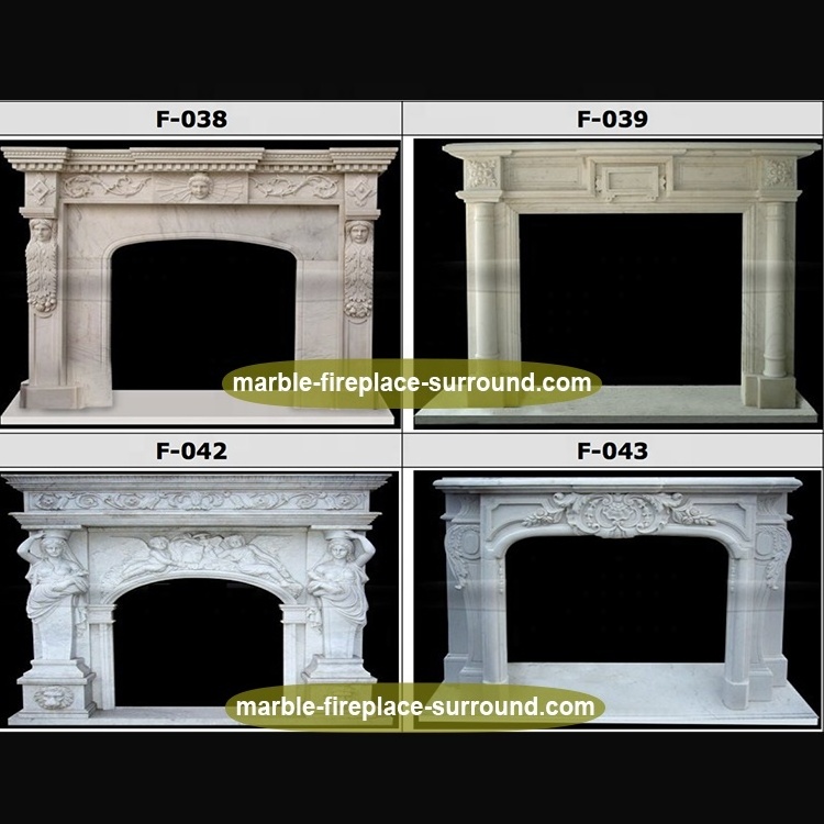 Simple Design Classical Light Beige Travertine Fireplace Mantel