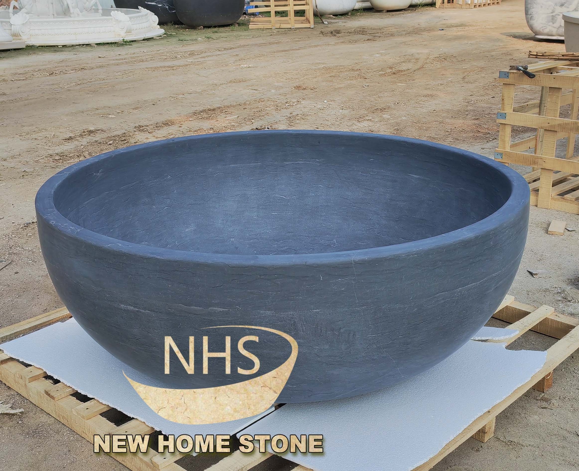 Customized Oval Shaped  Black Marble Spa Tubs Stone Baby Bath tub Walk in Tub for Adults