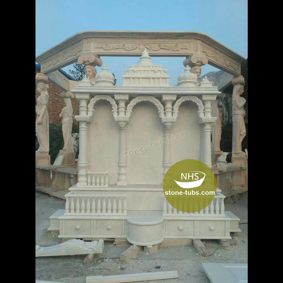 Luxurious White Marble Hindu Hand Carved Natural Marble Mandir Temple For Home religious occasions