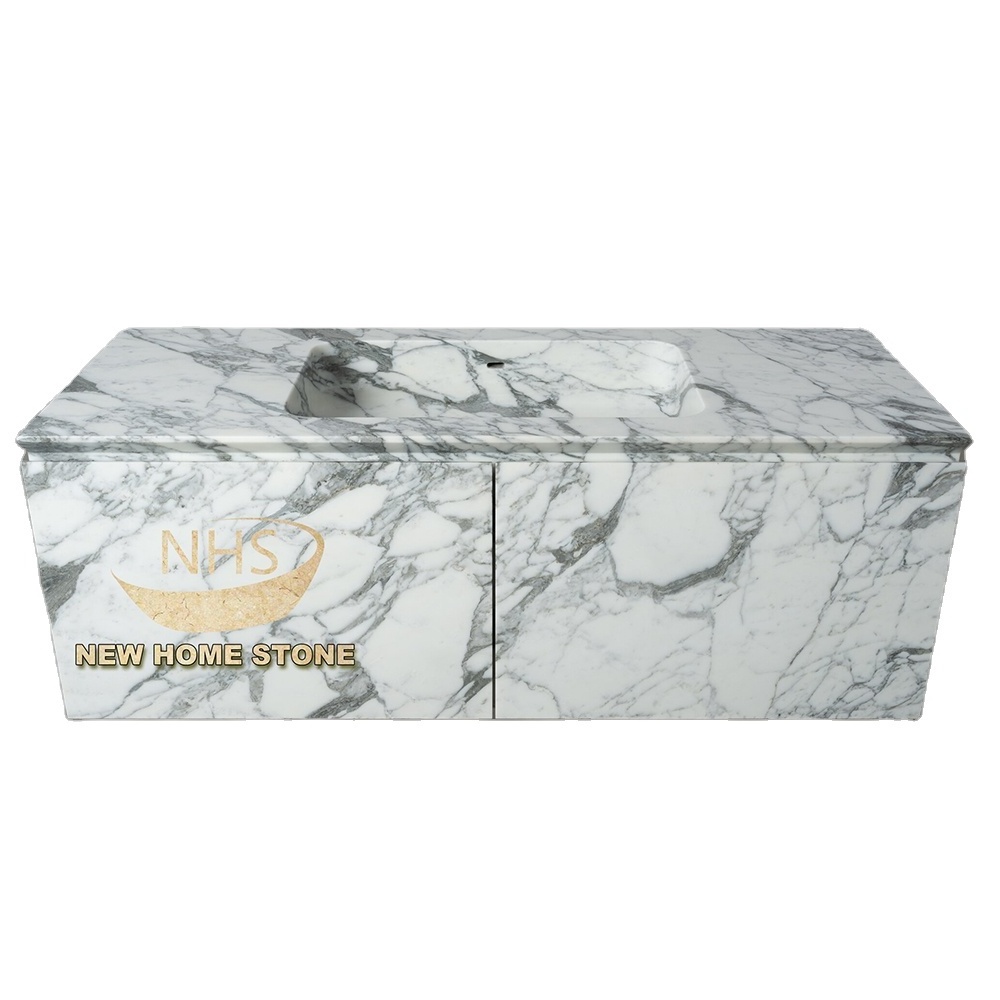 Arabescato Corchia Marble Bathroom Vanity Free Standing Bathroom Cabinet Sink for Handmade Sink