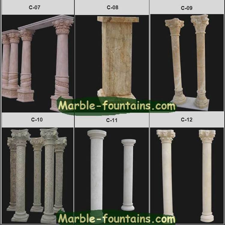 custom size pillar natural stone carved high polished columns with stone base