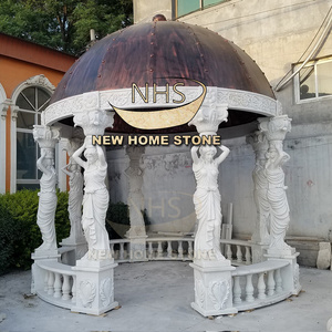 china hand carved white natural stone carved garden round marble statue column garden marble gazebo