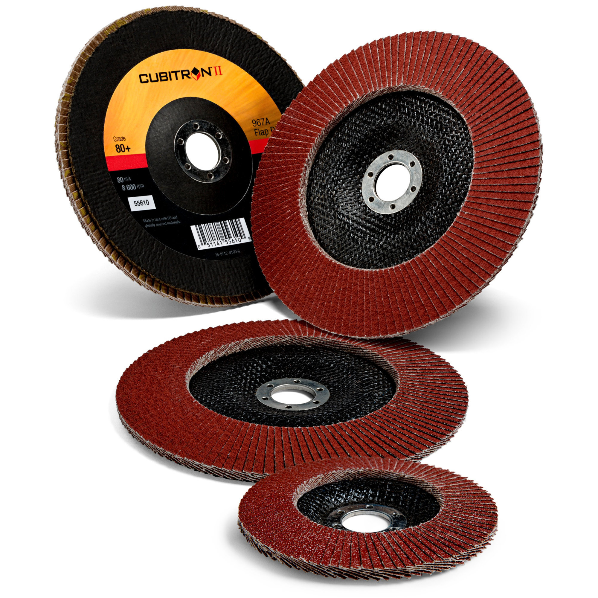 3M 967A Cubitron II Flap Disc 40+ Grit Ceramic Precision Shaped Grain Type 27 Angle Grinder Disc