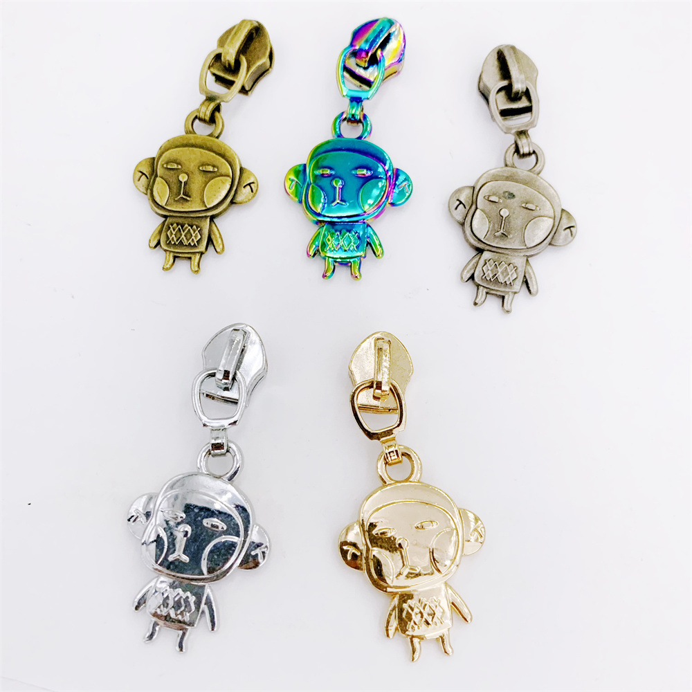 High quality Bag Hardware Metal Made Zipper Puller Custom Monkey shape  Metal Zipper Pull