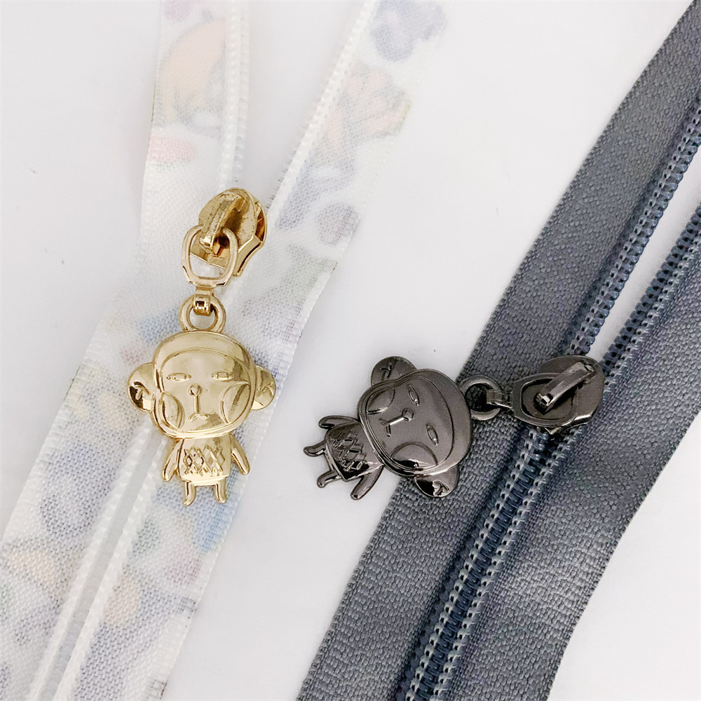 High quality Bag Hardware Metal Made Zipper Puller Custom Monkey shape  Metal Zipper Pull