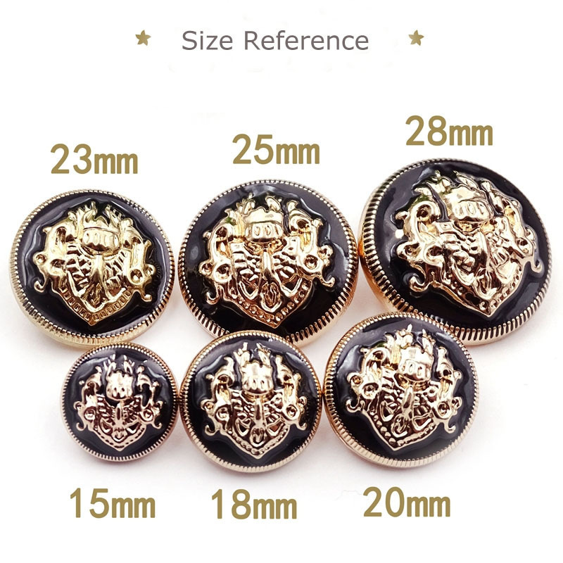 Embossed logo gold coat blazer zinc alloy sew on vintage metal shank buttons for coat