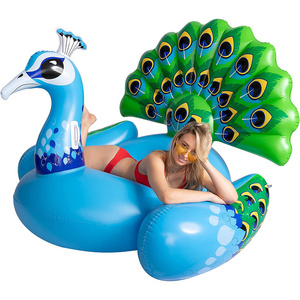 Inflatable peacock pool float beach float swim party toy pool raft for adults and children