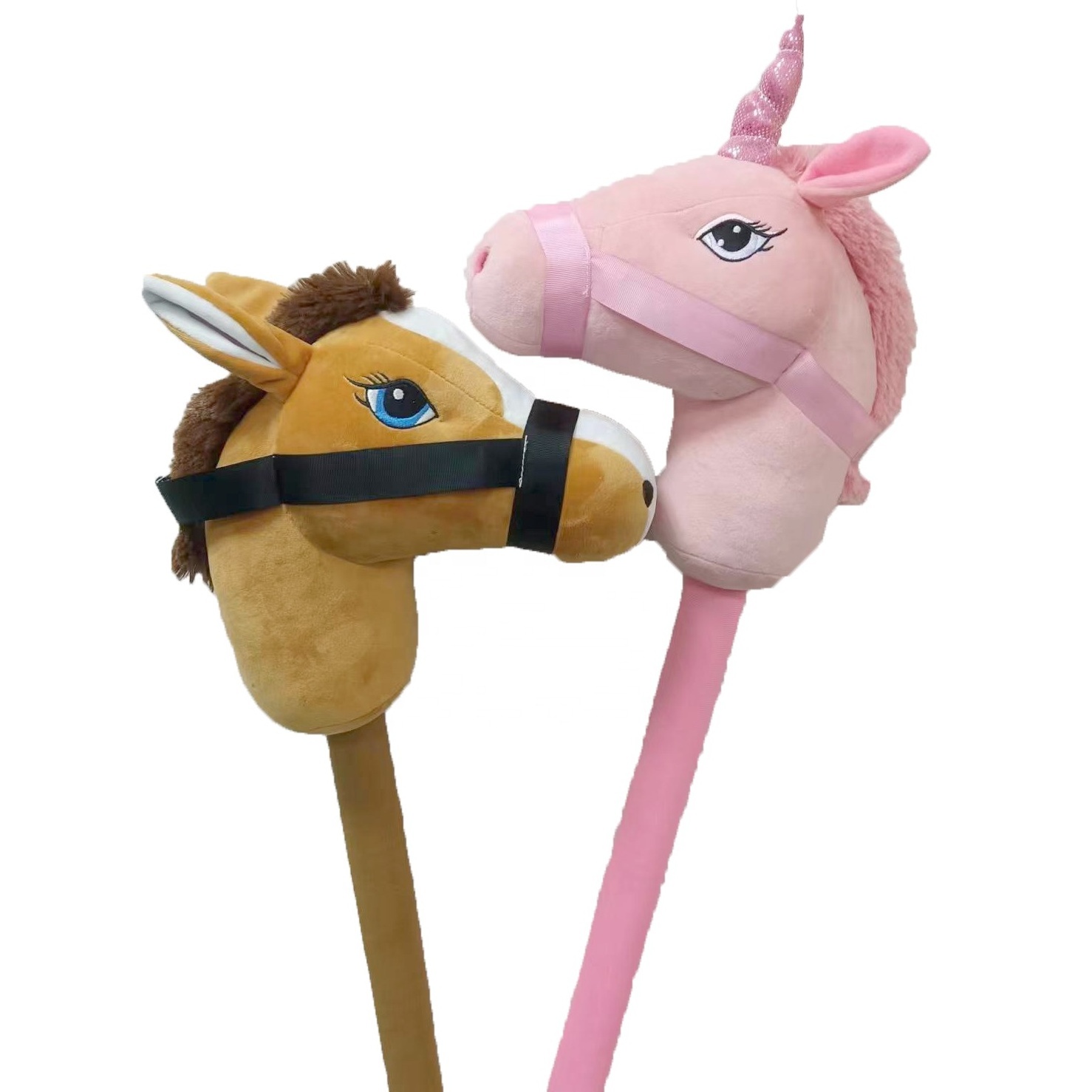 Performance props horse head doll baby toys plush riding stick toy baby horse head stick toys