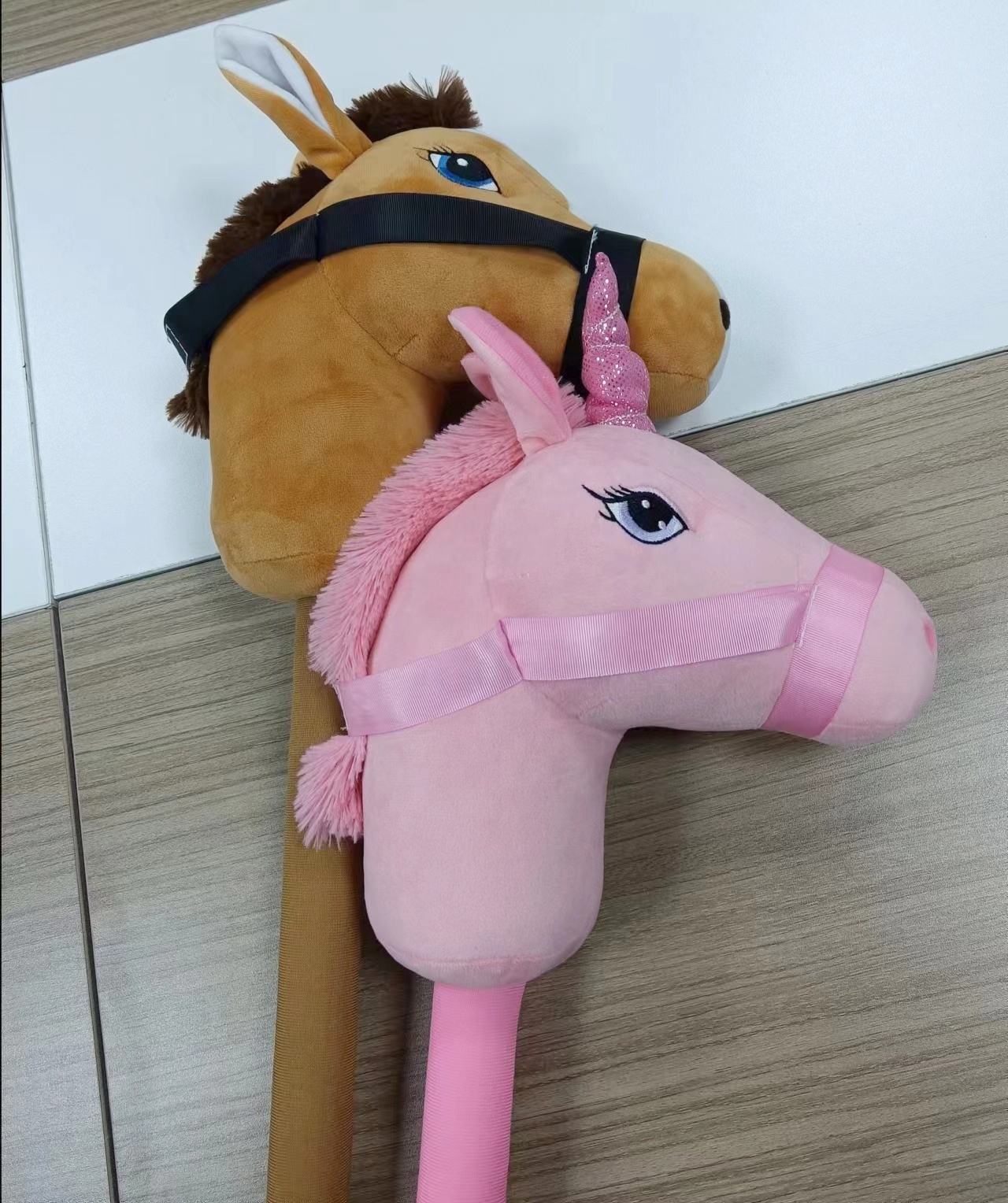 Performance props horse head doll baby toys plush riding stick toy baby horse head stick toys