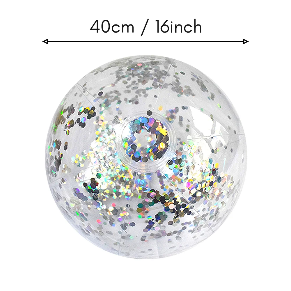 Beach Ball Summer Party Water Park Balls Inflatable Sport Ball With Rainbow Sequin Glitter Confetti