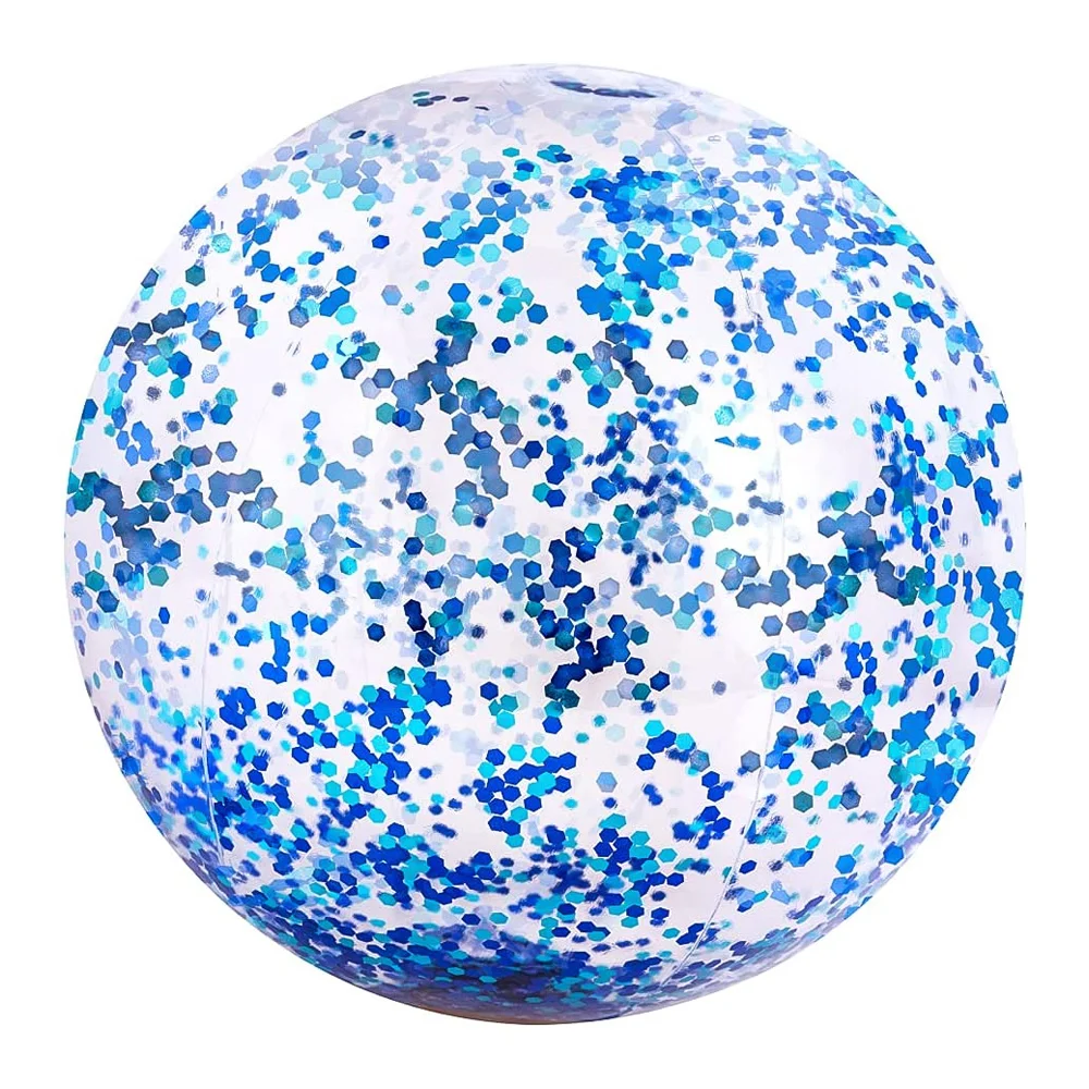 Beach Ball Summer Party Water Park Balls Inflatable Sport Ball With Rainbow Sequin Glitter Confetti