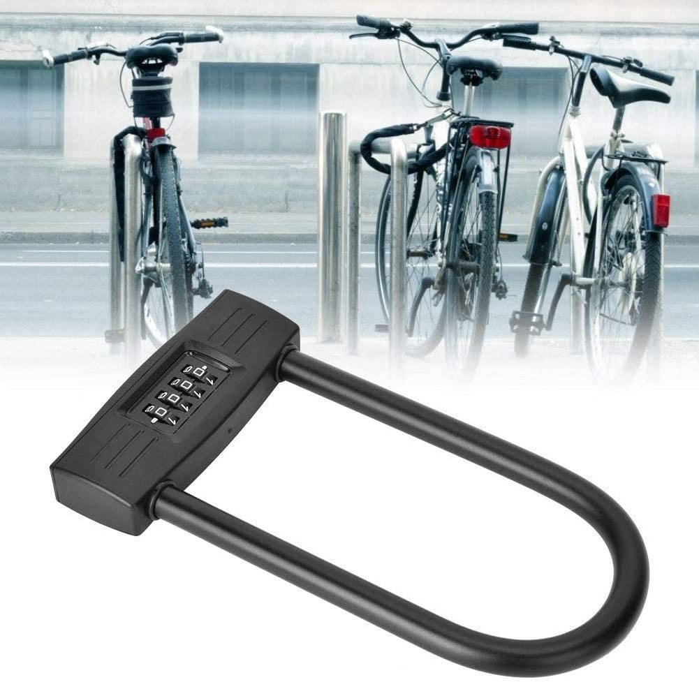 New Image Bicycle U Shaped Lock Heavy Duty 4 Digit Combination Anti Theft Secure Password Lock For Gate Bikes Scooter Locks