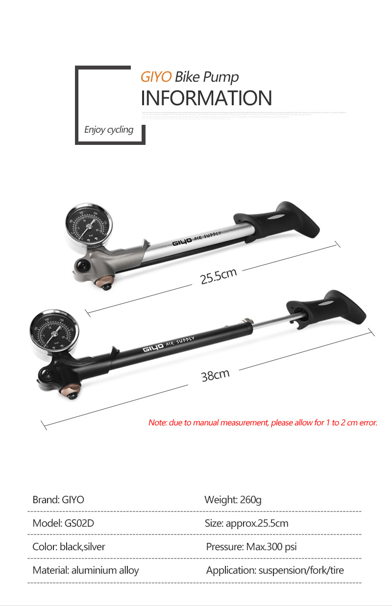 300psi High-pressure Bicycle Tire Pump Road Bike Cycling Pump With Lever Gauge For MTB Fork Presta Schrader Air Bicycle Pump