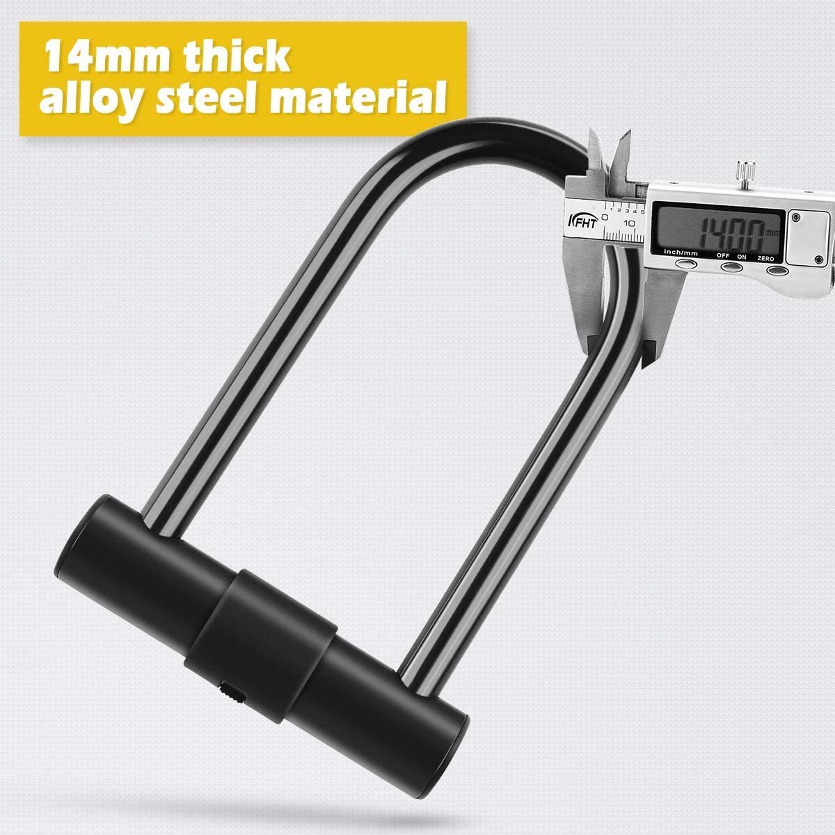 New Image 14mm Bicycle U Lock Antitheft Outdoor Heavy Duty  Lock with 1.2m Steel Cable Mounting Bracket for MTB Bike Motorcycle