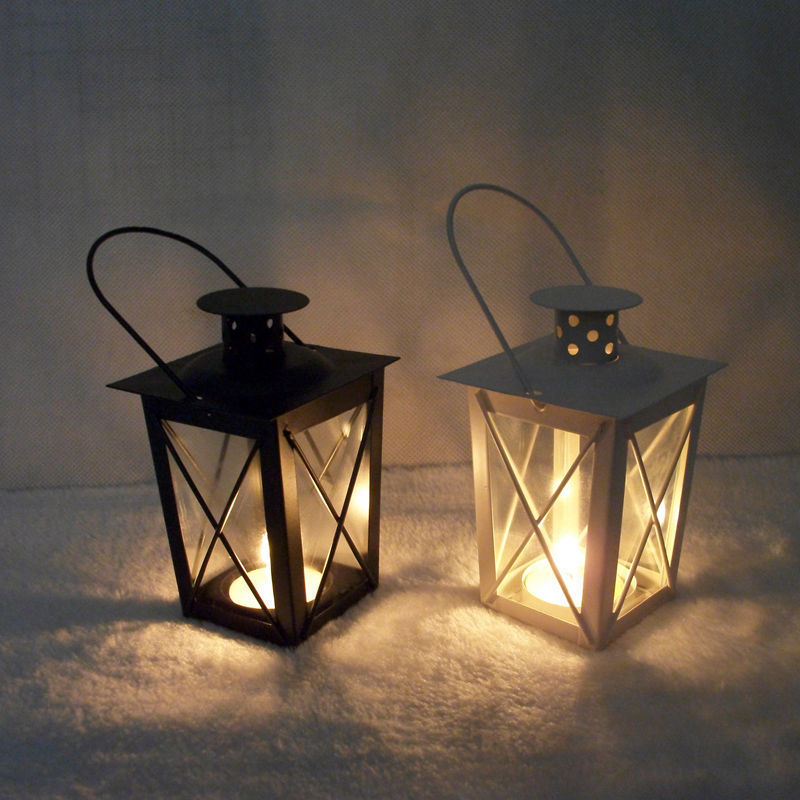 Small Mini Black White Metal Geometric Mini Metal Lantern for Wedding Favors Christmas Home Decoration