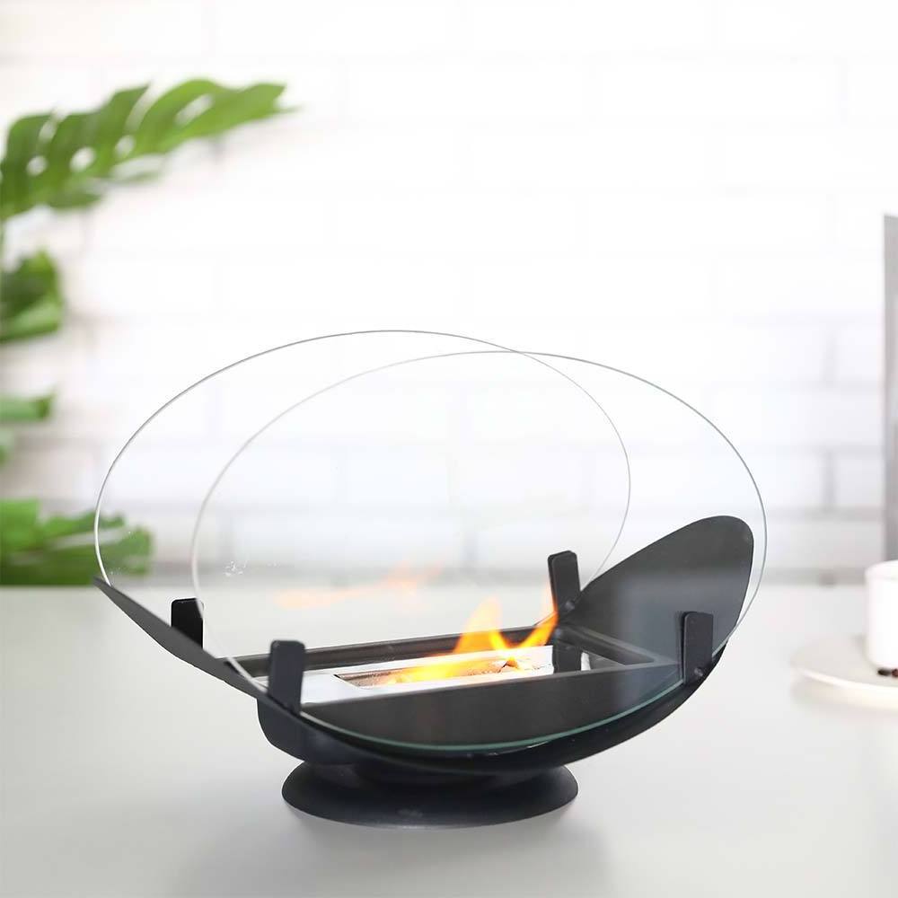 Factory Supply Glass Gel Fireplace Insert Mini Round Portable Small Bio Ethanol Table Fireplace