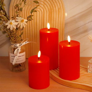 Wholesale Red Festival Real Wax Led Candle Pillar Led Tea Light Candles For Christmas Decor