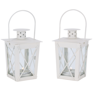 Home Decor White Metal Candle Lantern Vintage Rustic LED Hanging Mini Small Electric Tea light Lanterns Wedding Favors