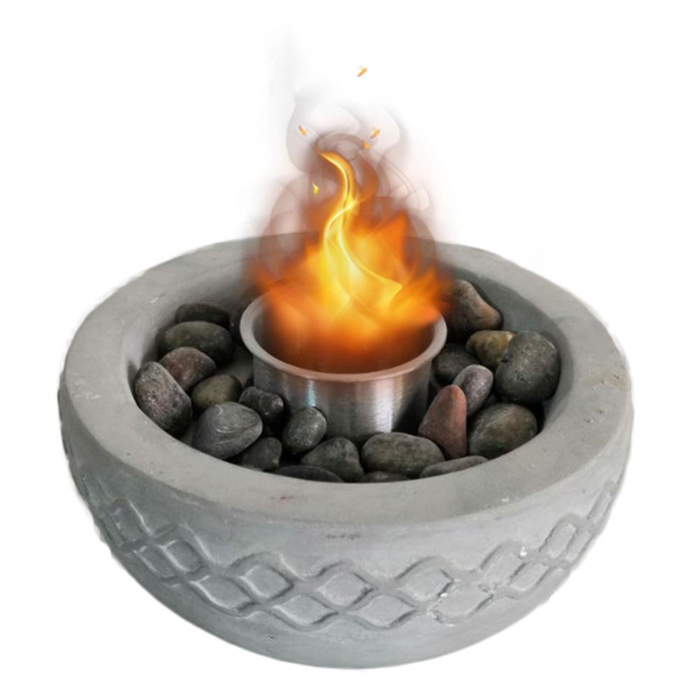 Personal Tabletop Fire Pit Portable Rubbing Alcohol Fire Pit Bowl Clean Burning Personal Concrete Stone Fireplace for Indoor