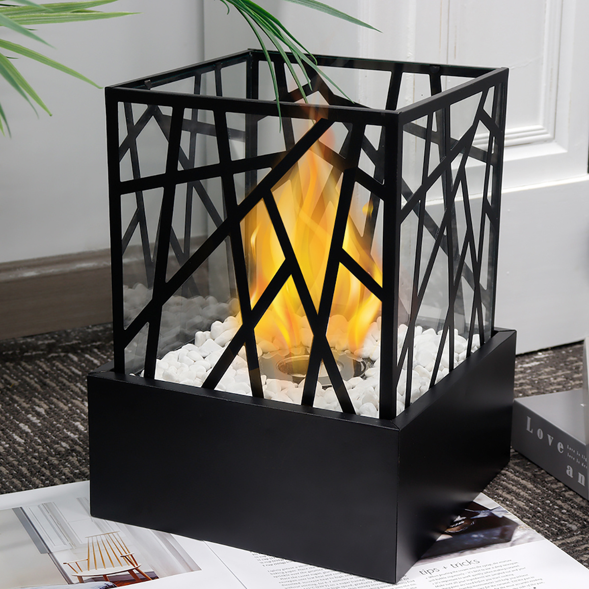 Mini Portable Table Propane Fire Pit Eco-friendly Bio-ethanol Glass Fireplace For Home Atmosphere Decoration