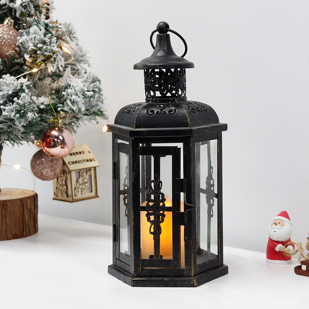 Wholesale Iron Artificial Moroccan Candle Holder Lantern Retro Decorative Hanging Lantern Hanging Table Lantern For Indoor