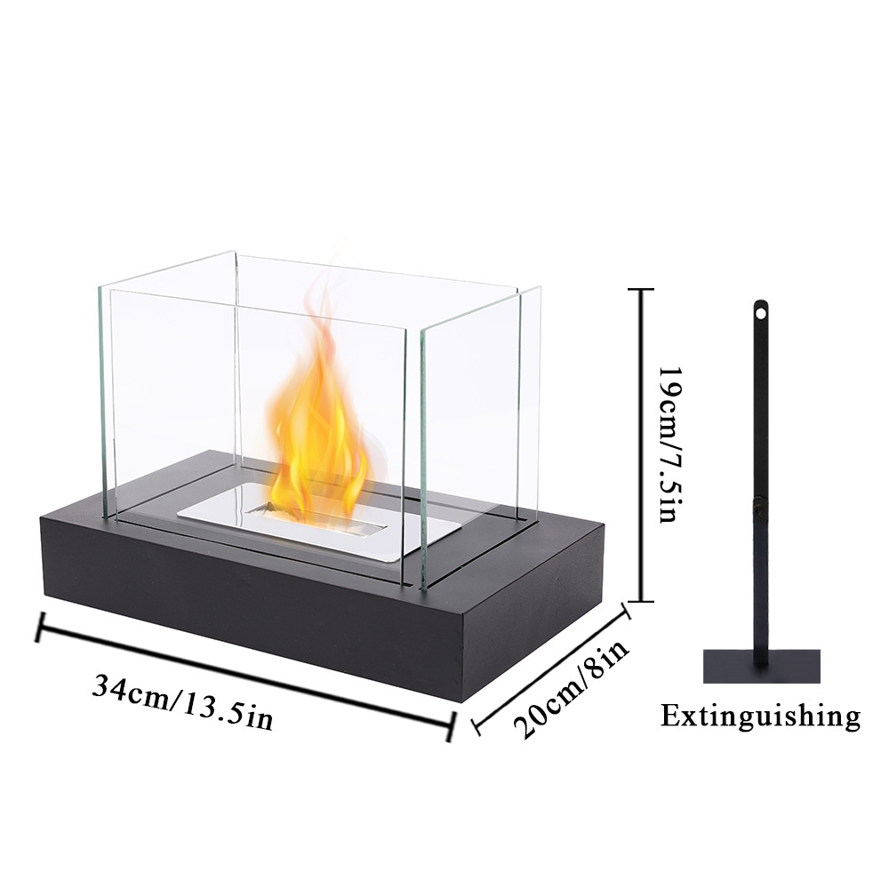 Hot Selling Square Bio Ethanol Fireplace Glass Portable Small Bio Ethanol Coffee Tabletop Alcohol Fire Pits Modern Indoor Insert