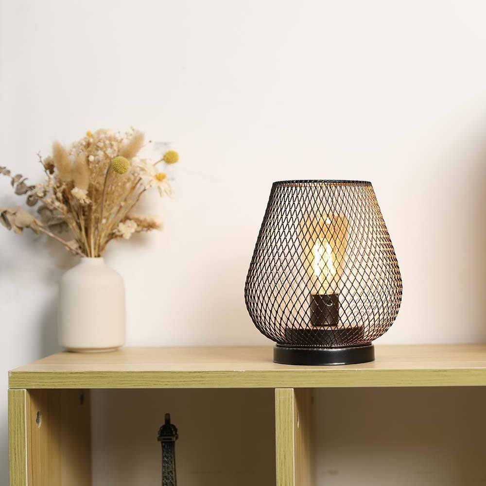 Indoor Decorations Metal Cage LED Lantern Battery Powered Table Lamp Operated Edison LED Light Bulb for Coffee Bar Table Decor