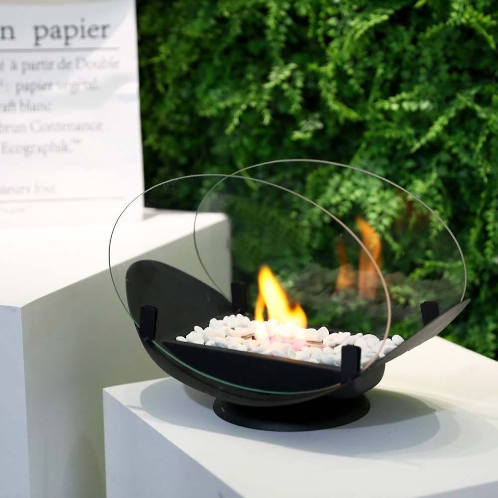 Factory Supply Glass Gel Fireplace Insert Mini Round Portable Small Bio Ethanol Table Fireplace