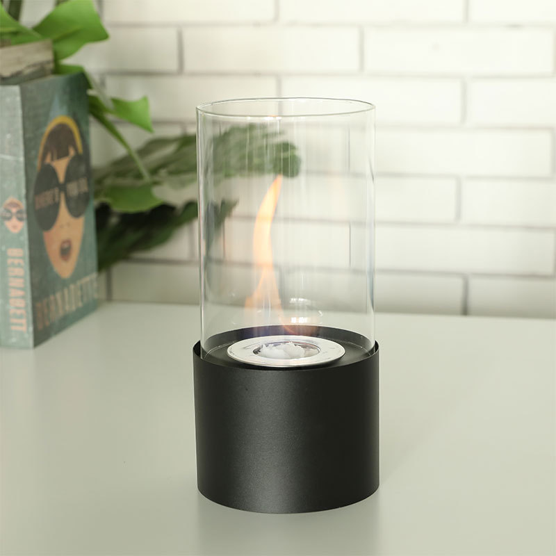 RTS Stocks Indoor Portable Small Round Coffee Tabletop Fireplaces Top Table Floor Glass& Metal Gel Bio Ethanol Fireplace