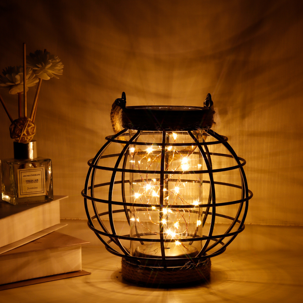 RTS US Free Shipping Metal Cage LED Lantern Battery Powered 7.3