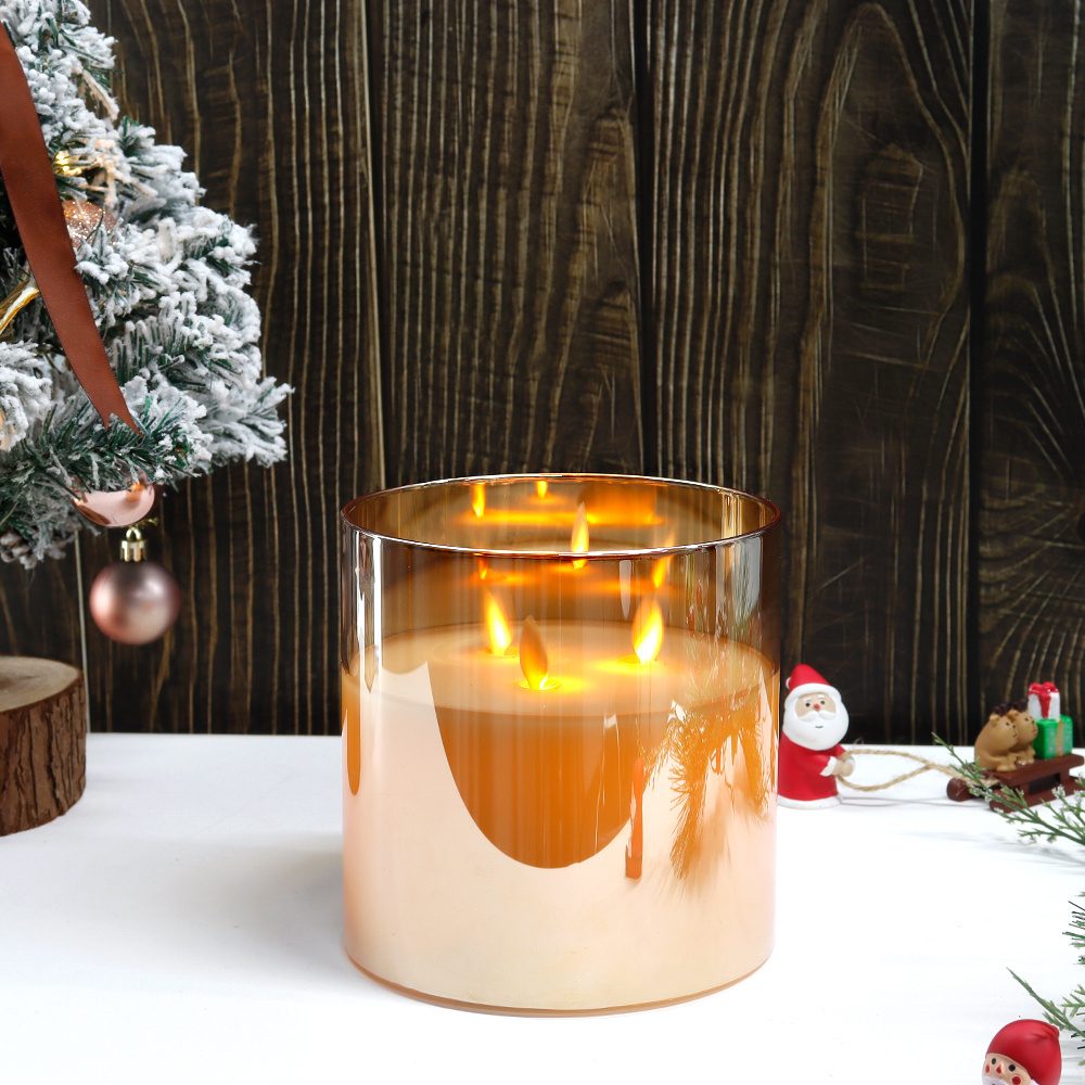 Small Soy Wax Pillar LED Flameless Flickering Candle Battery Powered Candle with Remote for Indoor Festival Decoration