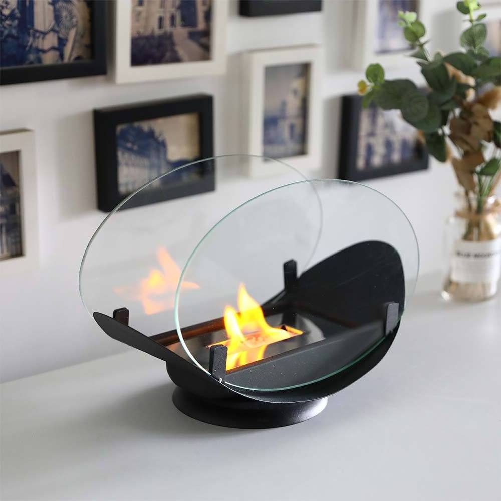 Factory Supply Glass Gel Fireplace Insert Mini Round Portable Small Bio Ethanol Table Fireplace