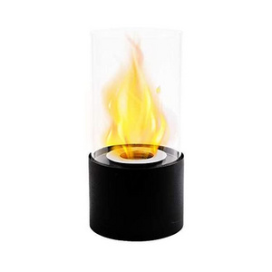 RTS Stocks Indoor Portable Small Round Coffee Tabletop Fireplaces Top Table Floor Glass& Metal Gel Bio Ethanol Fireplace