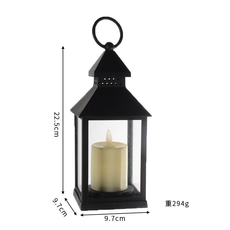 White Black Plastic Candle Lantern with Flickering Flameless Battery Powered LED Flickering Candle