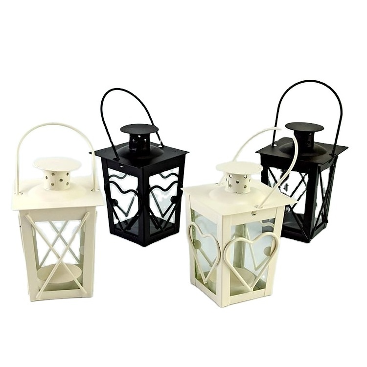 Small Mini Black White Metal Geometric Mini Metal Lantern for Wedding Favors Christmas Home Decoration