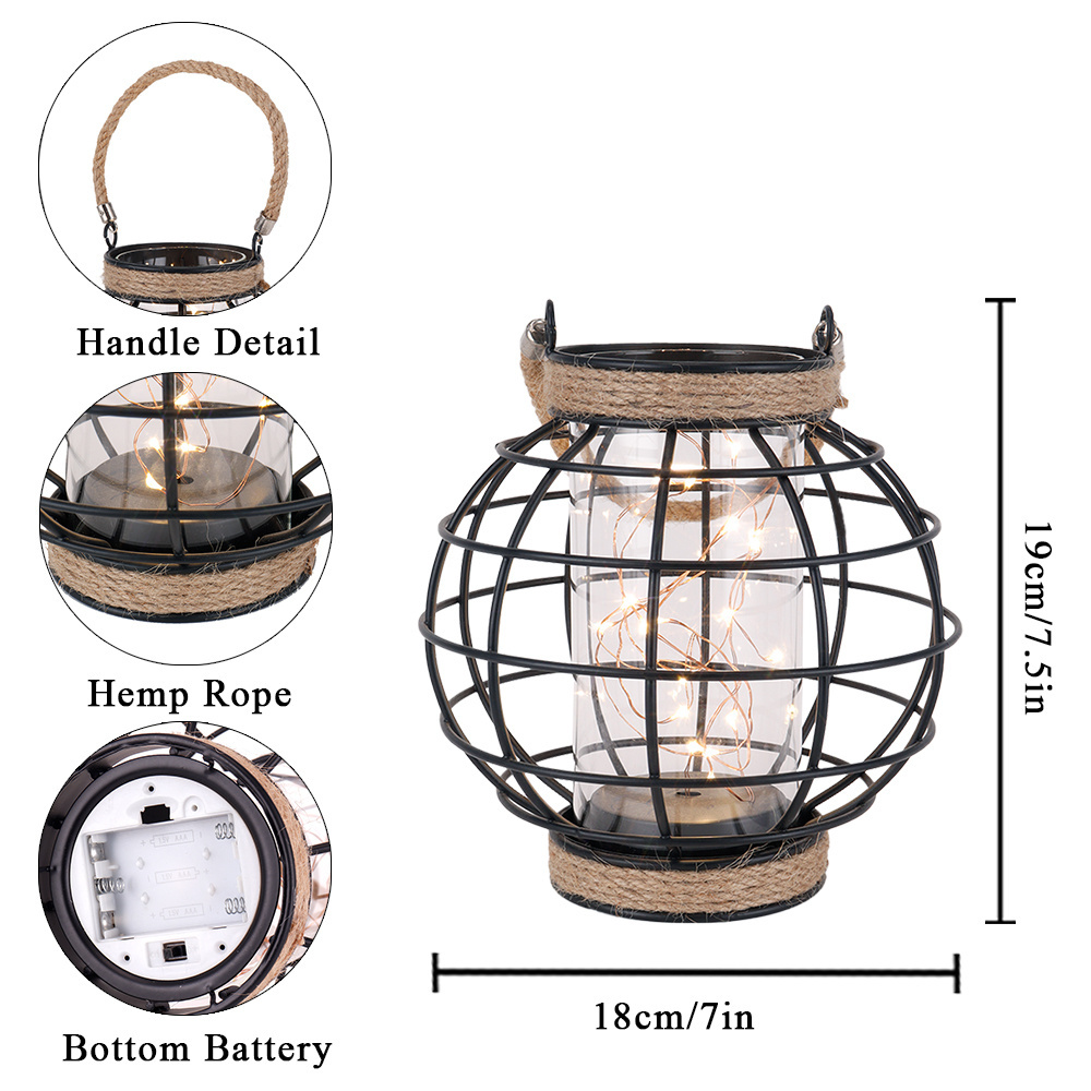 RTS US Free Shipping Metal Cage LED Lantern Battery Powered 7.3