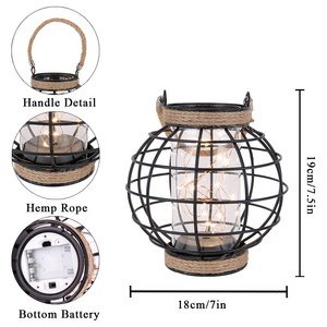 RTS US Free Shipping Metal Cage LED Lantern Battery Powered 7.3" Tall Cordless Accent Light with 20pcs Fairy Lights