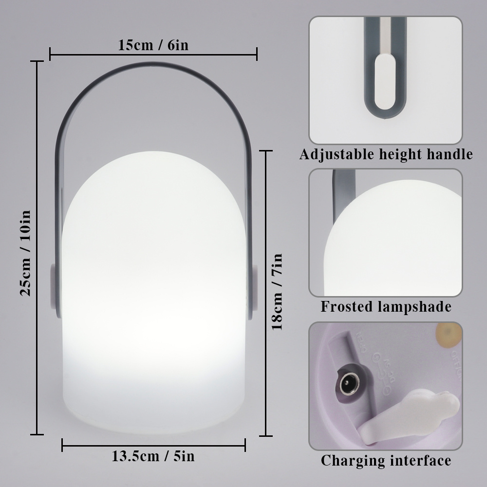 Portable Battery Operated USB Rechargeable Cordless Round Night Lamp Led Camp Light for Baby Night