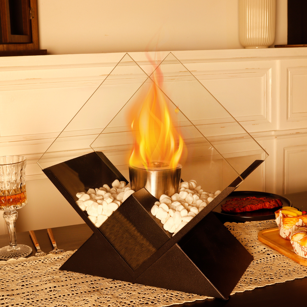 Unique Rhombus Table Top Ethanol Fireplace Indoor Brazier Winter Small Stove Fire Pit Portable Fire Bowl Fire Pot Fireplace